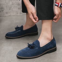 New Tassel Loafers Men's Green Brown Pointed Suede Leather Casual Shoes Wedding Dress Homecoming Footwear Zapatos Hombre