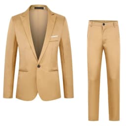 Spring Autumn New Fashion Men's Casual Trendy Slim 2 Pieces of Sets Suit Sets Solid Color Single-button Suit Blazers Pants Male