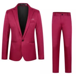 Spring Autumn New Fashion Men's Casual Trendy Slim 2 Pieces of Sets Suit Sets Solid Color Single-button Suit Blazers Pants Male