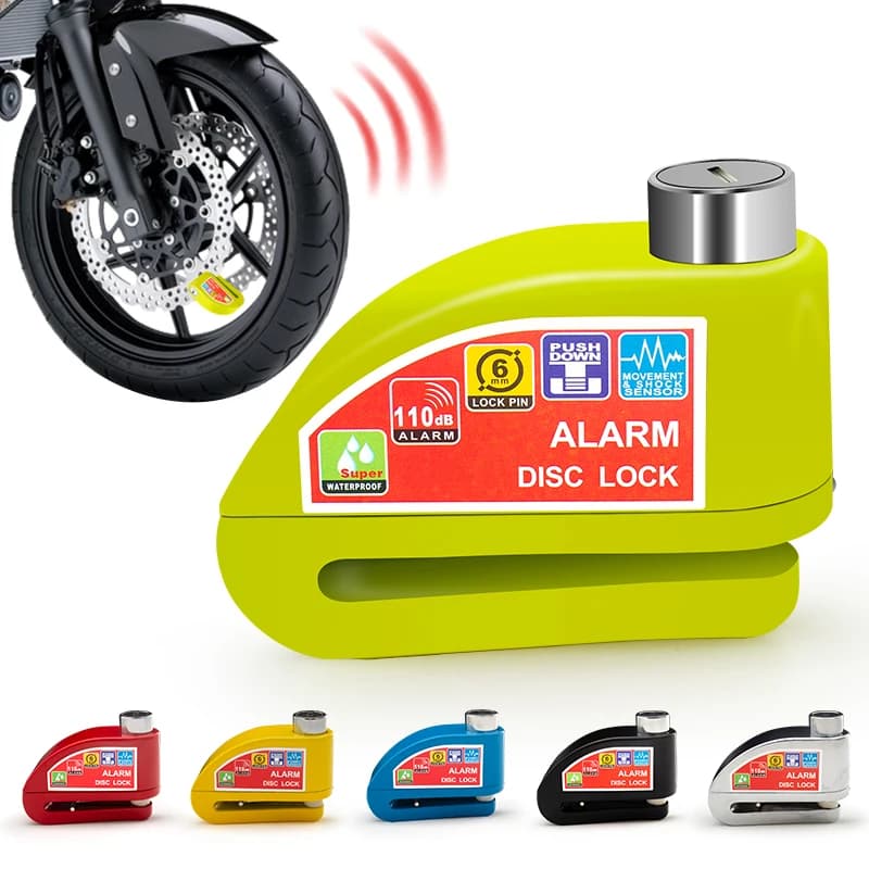 Scooter Motorcycle Bicycle Alarm Lock Wheel Disc Brake Waterproof Anti-Theft Aluminum Alloy Safety Brake Lock Moto Aaccessories