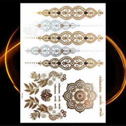 1PC Summer Style Men Women Body Art Gold Metallic Tattoo Sticker HYS-101 Chain Bracelet Fake Jewelry Waterproof Temporary Tattoo