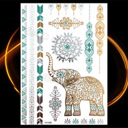 1PC Summer Style Men Women Body Art Gold Metallic Tattoo Sticker HYS-101 Chain Bracelet Fake Jewelry Waterproof Temporary Tattoo