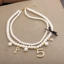 Fashion Double Layer Pearl Necklaces Crystal 5 Letter Key Lock Charms Pendant Top Fashion Jewelry Handmade Z025