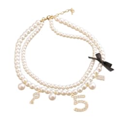 Fashion Double Layer Pearl Necklaces Crystal 5 Letter Key Lock Charms Pendant Top Fashion Jewelry Handmade Z025