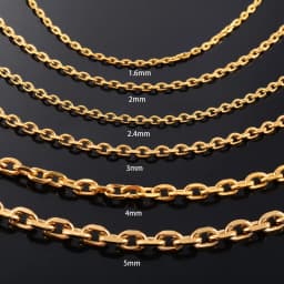 Mens and Women Link Cuban O-Chain Gold Color Plated Choker Stainless Steel Necklace Oval Jewelry Accessories for DIY Gift