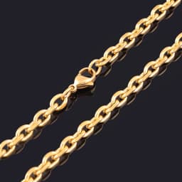 Mens and Women Link Cuban O-Chain Gold Color Plated Choker Stainless Steel Necklace Oval Jewelry Accessories for DIY Gift