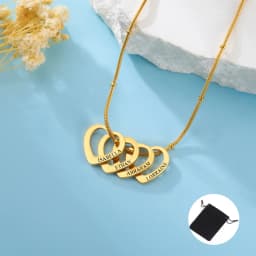 Customized Name Date Love Necklace Stainless Steel Personalized Carving Name 1-4 Heart Shaped Love Necklace Couple Family Gift