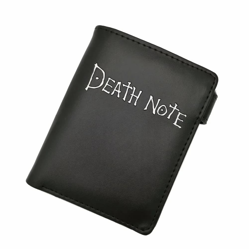 Death Note Anime Black PU Leather Short Wallet with Card Holders Zipper Pocket for Boys Girls Gift
