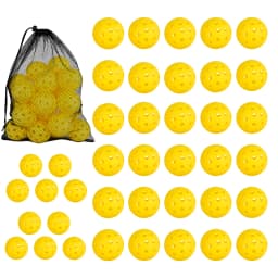Pickleball Balls 40PCS 40 Holes Outdoor Pickleball Balls High Elasticity Durable Yellow Pickle Balls for All Pickleball Paddle