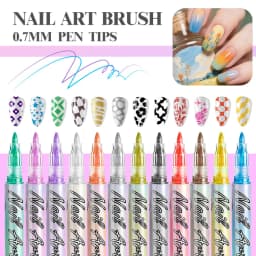12Pcs/Set Colourful Waterproof Nail Art Graffiti Pen DIY 3D Nail Art Drawing Pen Abstract Line Manicure Tool Painting Liner