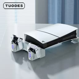 Tuodes Horizontal Cooling Stand With Controller Charger RGB Light Adjustable Fans Fast Charging Station For PS5 Pro/PS5 Slim