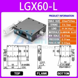 X Axis XY Axis LGX40/60 LGY40*40 60*60 Knob Micrometer Sliding Stage Guide Rail Type Platform Manual Displacement Sliding Table