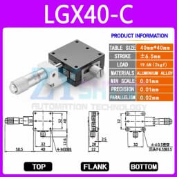 X Axis XY Axis LGX40/60 LGY40*40 60*60 Knob Micrometer Sliding Stage Guide Rail Type Platform Manual Displacement Sliding Table