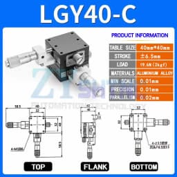 X Axis XY Axis LGX40/60 LGY40*40 60*60 Knob Micrometer Sliding Stage Guide Rail Type Platform Manual Displacement Sliding Table