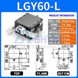 X Axis XY Axis LGX40/60 LGY40*40 60*60 Knob Micrometer Sliding Stage Guide Rail Type Platform Manual Displacement Sliding Table