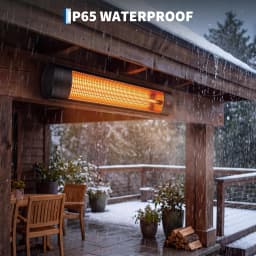 1500W Carbon Fiber Infrared Patio Heater, Wall Mounted Outdoor Electric Heater with Remote, 24H Timer, 3 Heat Settings, Waterproof & Weather Resistant for Backyard, Garage, Balcony