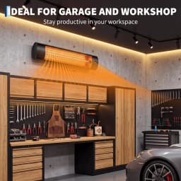 1500W Carbon Fiber Infrared Patio Heater, Wall Mounted Outdoor Electric Heater with Remote, 24H Timer, 3 Heat Settings, Waterproof & Weather Resistant for Backyard, Garage, Balcony