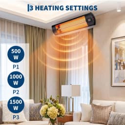 1500W Carbon Fiber Infrared Patio Heater, Wall Mounted Outdoor Electric Heater with Remote, 24H Timer, 3 Heat Settings, Waterproof & Weather Resistant for Backyard, Garage, Balcony