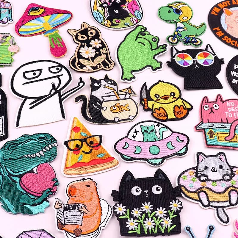 Cartoon Embroidered Patches Iron On Patches For Clothing Thermoadhesive Patches On Clothes DIY Cute Cat Patch Jacket Applique