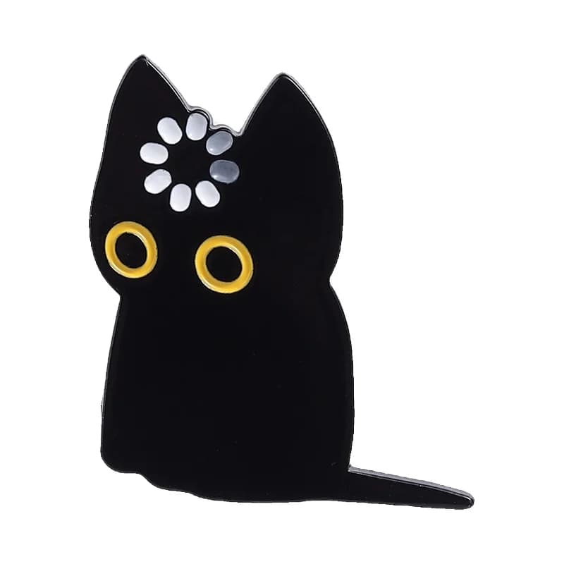 Black Cat Void Spinning Loading Enamel Pins Cartoon Cute Cat Animal Brooches Backpack Lapel Badge Funny Jewelry Gift for Friends