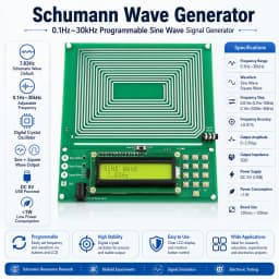Schumann Wave Generator Pure Sine Wave Signal Generator 0.1Hz-30000Hz Adjustable Frequency 7.83Hz Sine Square Inverted Square Wave DC5V Digital Crystal Oscillator Space Resonance Signal Generating Instrument