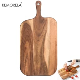 Acacia Wood Cutting Board with Handle - for Cheese Bread Butcher Block for Restaurant Kitchen & Home Use Two Sizes Available