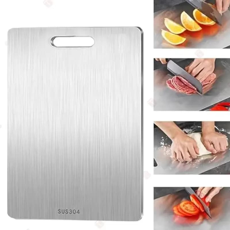 Cutting Boards for Kitchen Stainless Board 304 Steel Thickened Double Sided Food Grade Portable Fruit Meat Chopping