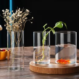 New Transparent Glass Hydroponic Vase Modern Cylinder Flower Centerpiece Clear Vases Use for Floral Wedding Home Decoration