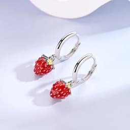 925 Sterling Silver Earrings Women Delicious Strawberry Drop Earring For Anniversary Wedding Jewelry Gifts