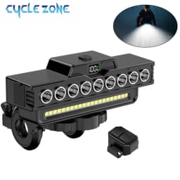 Bicycle Digital Display Horn Light 9 Lamp Beads Rechargeable Handlebar Front Light Warning Speaker Head Light for Running Riding