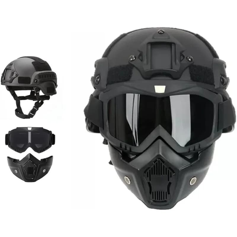 Tactical Full Face Helmet MICH ABS - Detachable Goggles & NVG Bracket for Airsoft CS Outdoor Wargame Protective Gear