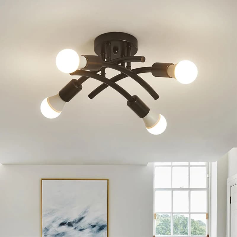 Retro-Style Wrought Iron Pipe Pendant Light, Industrial Art Pendant Lamp for Modern Living Room and Bedroom Lighting Decor