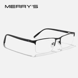 MERRYS DESIGN Titanium Alloy Glasses Frame For Men Women Square Half Frame Acetate Legs Myopia Prescription Eyeglasses S2612