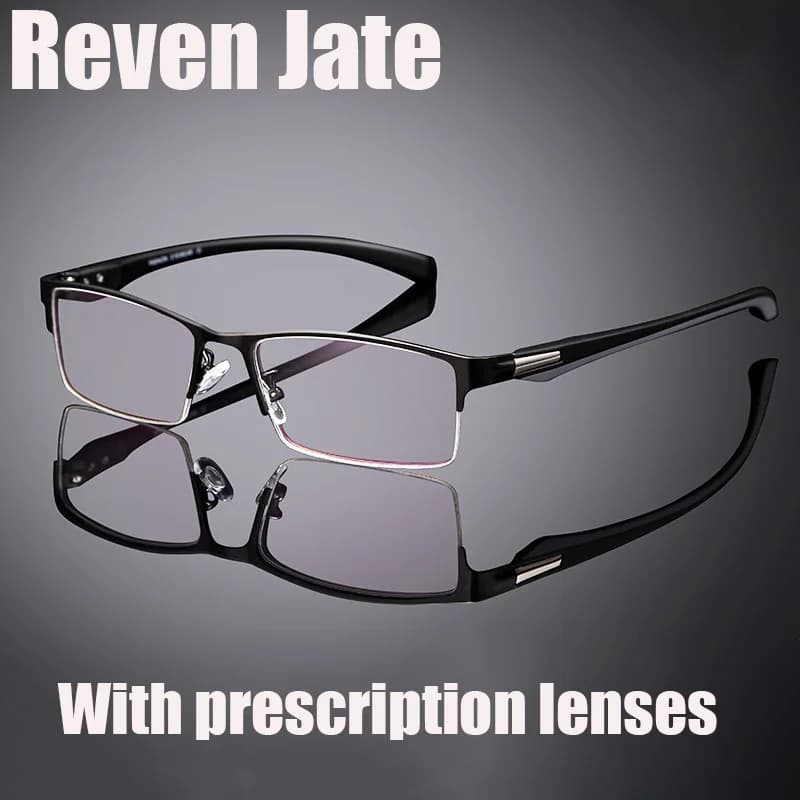 Reven Jate 66085 Optical Prescription Eyeglasses Frame for Men Half Or Full Rim Alloy Front Flexible Plastic TR-90 Temple Legs