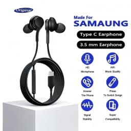 Original Type C Wired Earphone For Samsung Galaxy S25 S24 S23 S22 Ultra Plus 3.5mm Earbud Headphones A55 A54 A53 A52 Accessories