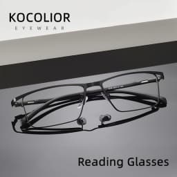 KOCOLIOR Full Frame Titanium Anti Blue Light Reading Glasses Men Ultralight Business Presbyopia Eyeglasses Photochromic Readers