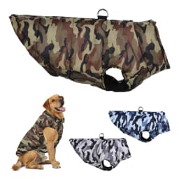 Winter Warm Clothes for Medium Large Dogs Windproof Padded Dog Vest Jacket with D-ring Fashion Camouflage Print Labrador Outfits