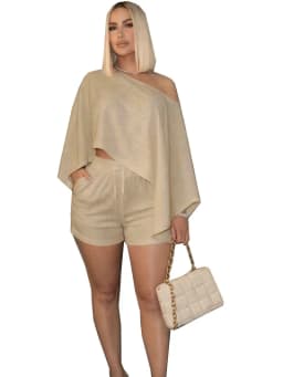 Shorts Set Elegant Beachwear Sexy Chic Design Breathable Off-Shoulder Crop Top with Wrap Shorts Set 2 Piece Sets Women Outfit