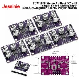 5pcs/1pc PCM1808 Stereo Audio ADC Module 24Bit Single-Ended Analog Input I2S Output Decoder Board For DSP STM32 ESP32 Audio