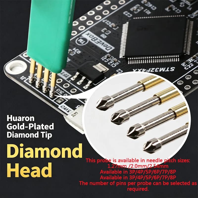 2.54/2.00/1.27mm Pitch Handheld Programming Pogo Pin, 3/4/5/6/7/8P Test Pin Programming Test Probe