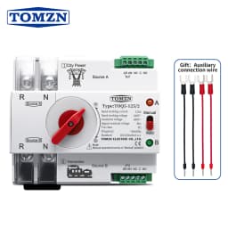 TOMZN Single Phase Din Rail ATS 220V Dual Power Automatic Transfer Electrical Selector Switches Uninterrupted 2P 63A 100A 125A