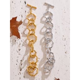 Yhpup High Quality Stainless Steel Handmade Chain Bracelet Bangle Waterproof Texture Toggle-Clasps Wrist Jewelry Exclusive Gift