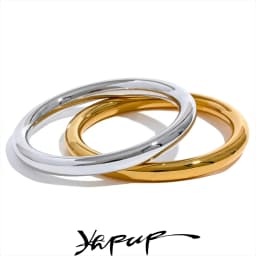 Yhpup 60mm Polished Textured Waterproof Stainless Steel Big Bracelet Bangle Statement Glossy Minimalist Jewelry High Quality
