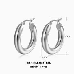 Classic Fashion Smooth Round Hoop Earrings For Women Stainless Steel 5mm Thick Ear Buckle Huggie Earrings Circle Vintage Jewelry