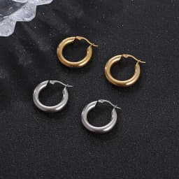 Classic Fashion Smooth Round Hoop Earrings For Women Stainless Steel 5mm Thick Ear Buckle Huggie Earrings Circle Vintage Jewelry