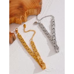 Yhpup 316L Stainless Steel Charm Polished Chain Golden Bracelet Bangle Statement Wide Pvd Adjustable Wrise Jewelry Women Men