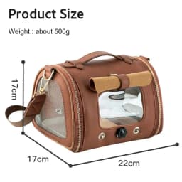 Premium Brown PU Leather Pet Travel Carrier Bag, Portable Breathable Bird Parrot Hamster Travel Handbag with Shoulder Strap