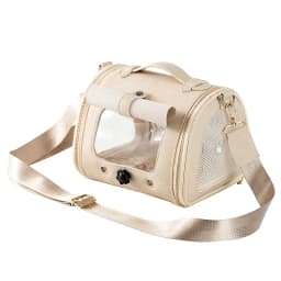 Premium Brown PU Leather Pet Travel Carrier Bag, Portable Breathable Bird Parrot Hamster Travel Handbag with Shoulder Strap