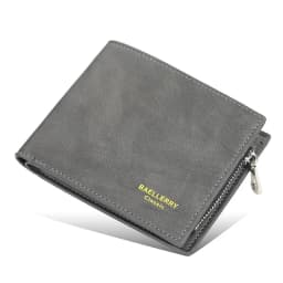 Baellerry Short Men's Wallet Leather Coin Purse Card Clips Simple Frosted Wallet with Multiple Card Slots Casual Wallet for Men