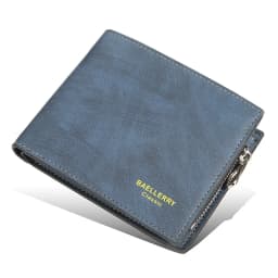 Baellerry Short Men's Wallet Leather Coin Purse Card Clips Simple Frosted Wallet with Multiple Card Slots Casual Wallet for Men